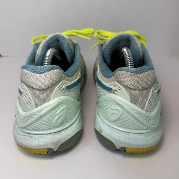 Asics Athletic Shoes in White and Blue with Yellow Accents - Picture 6 of 9
